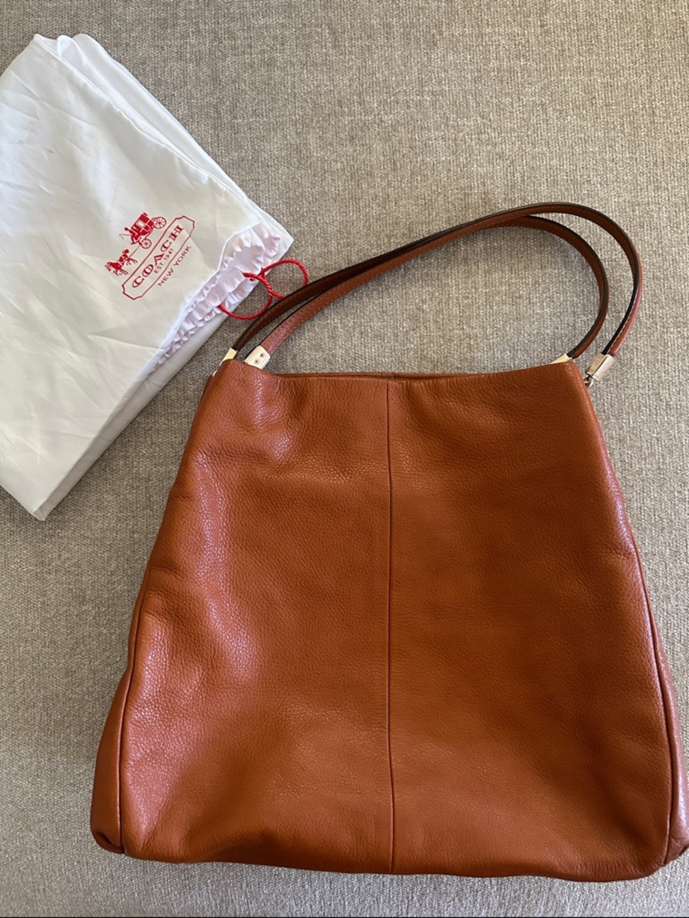 Coach Pebbled Leather Shoulder Bag in Cognac Brown